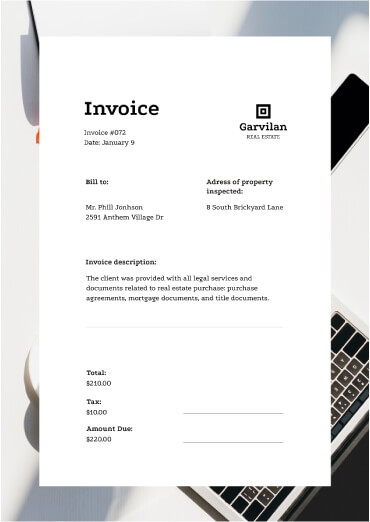 Invoice 21 × 29.7 сm